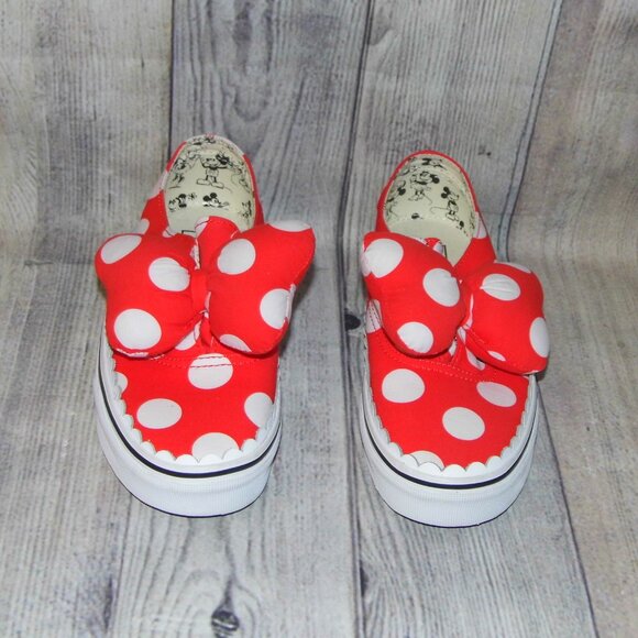 VANS X Disney Minnie Mouse Bow Red/White Canvas Sneakers Womens Size 7 WORN ONCE - Picture 4 of 7